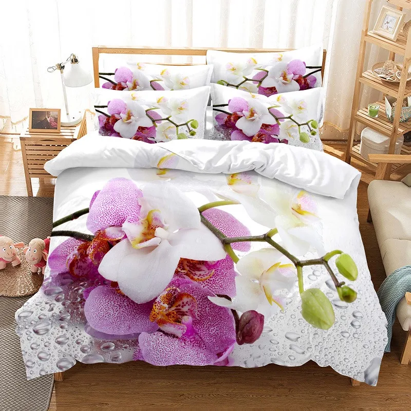3D Printing House - Juego de cama de flores, funda