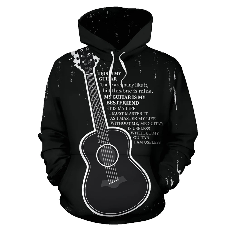 3D Printing Guitar - Sudadera con capucha con estampado de