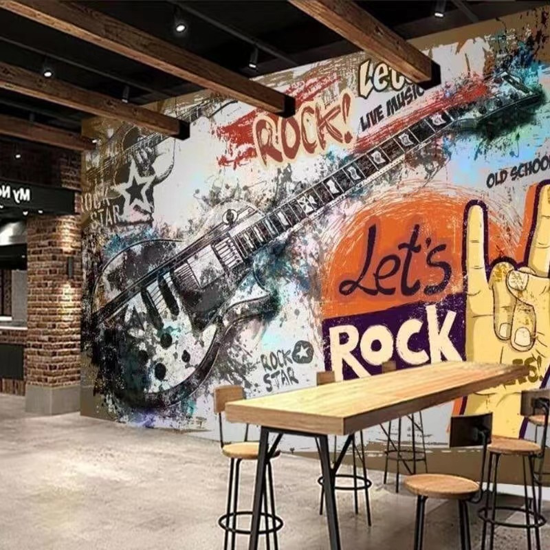 3D Printing Guitar - Murales personalizados, graffiti europeo americano, música,