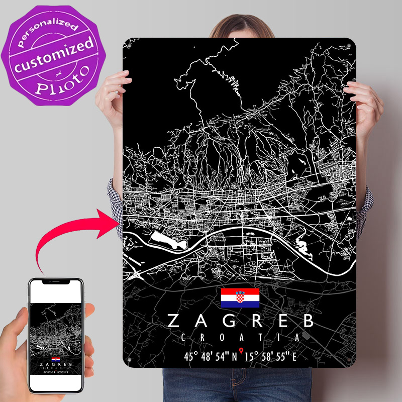 Mapa de Zagreb, Croacia, Póste - 3D Printing Zagreb reseña y precio
