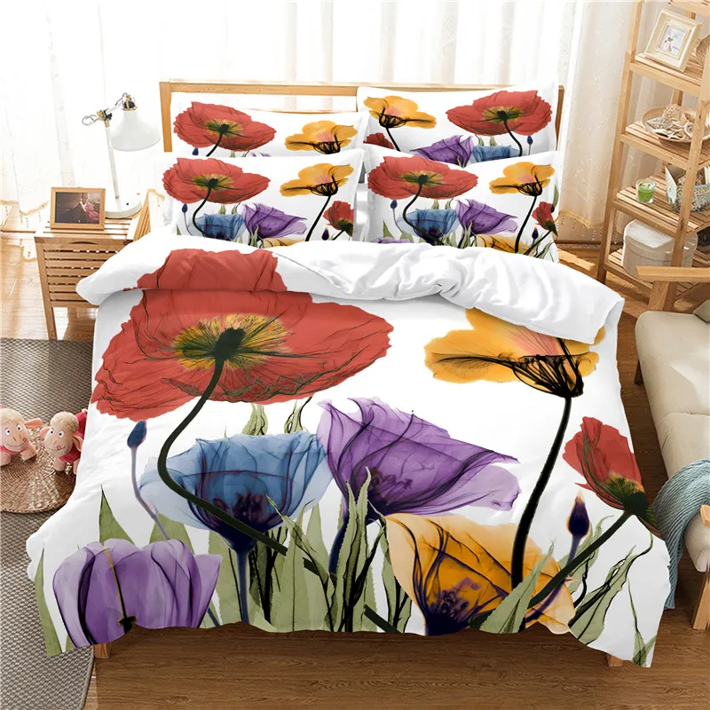 Juego de cama de flores, funda - 3D Printing House reseña y precio