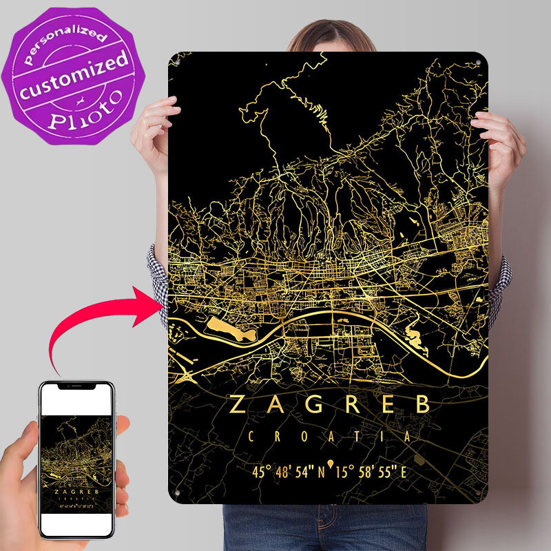 Mapa de Zagreb, Croacia, Póste - 3D Printing Zagreb reseña y precio